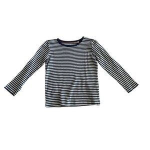 Mini Boden Blue and White Pointelle Striped Long Sleeve Shirt Size 6-7 Years